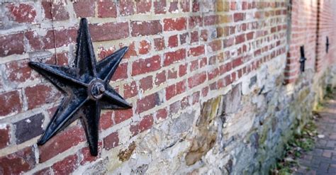 a metal star outside house meaning|cast iron stars on buildings.